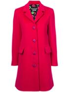 Boutique Moschino Embroidered Button Coat - Pink & Purple