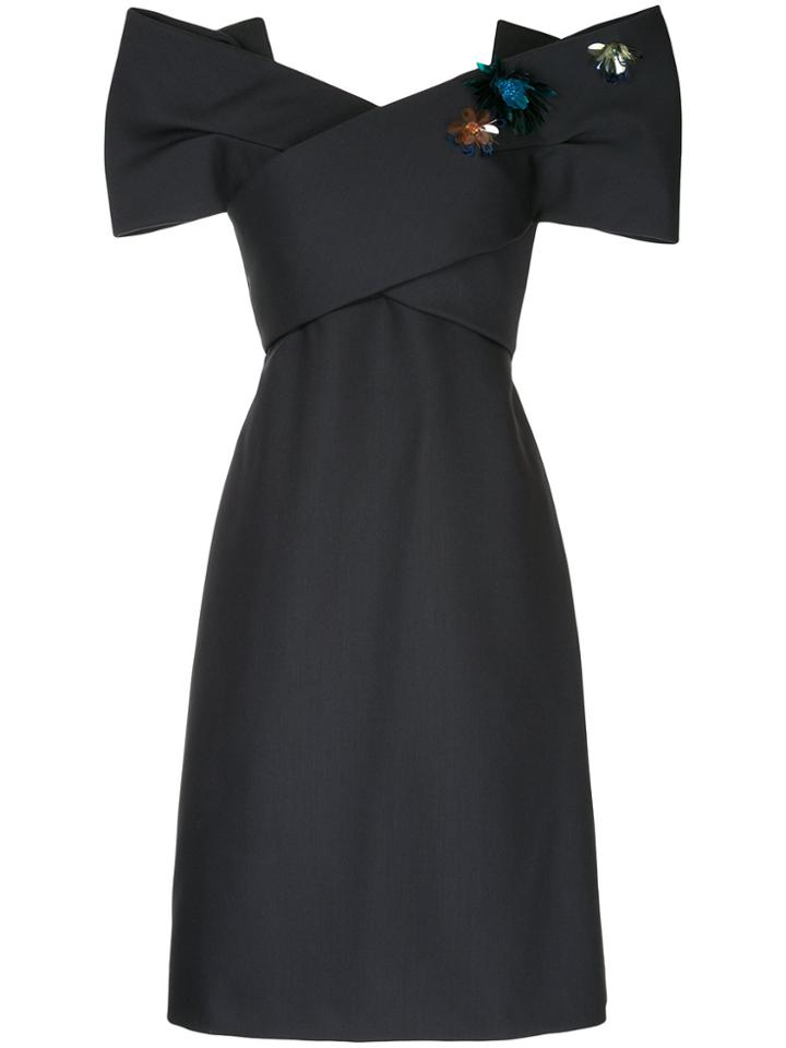 Delpozo Bow Embellished Dress - Black