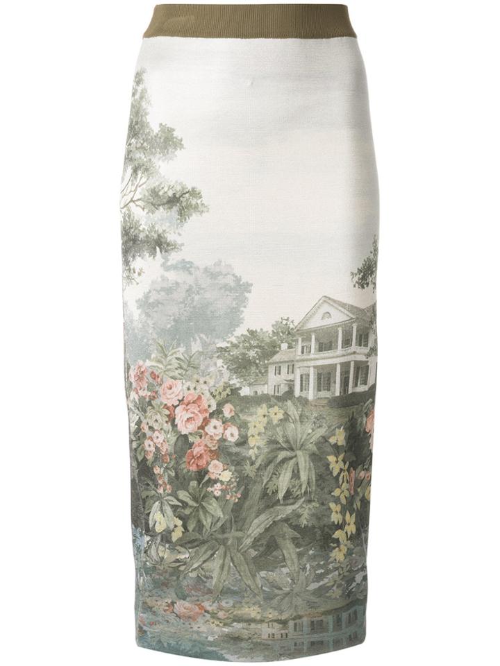 Antonio Marras Landscape Print Pencil Skirt - Nude & Neutrals