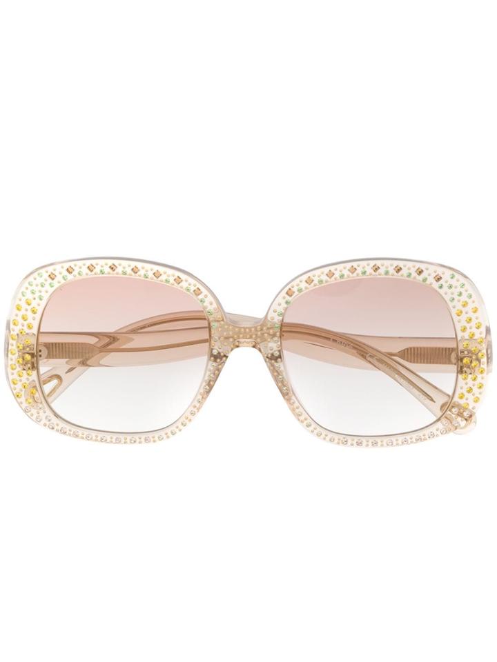 Chloé Eyewear Oversized Square Frame Sunglasses - Gold
