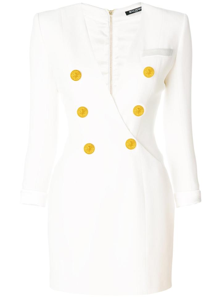 Balmain Mini Double-breasted Dress - White