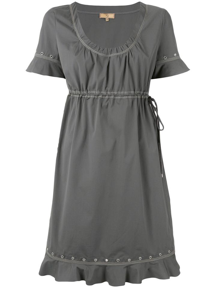 Fay Drawstring Eyelet Dress - Green