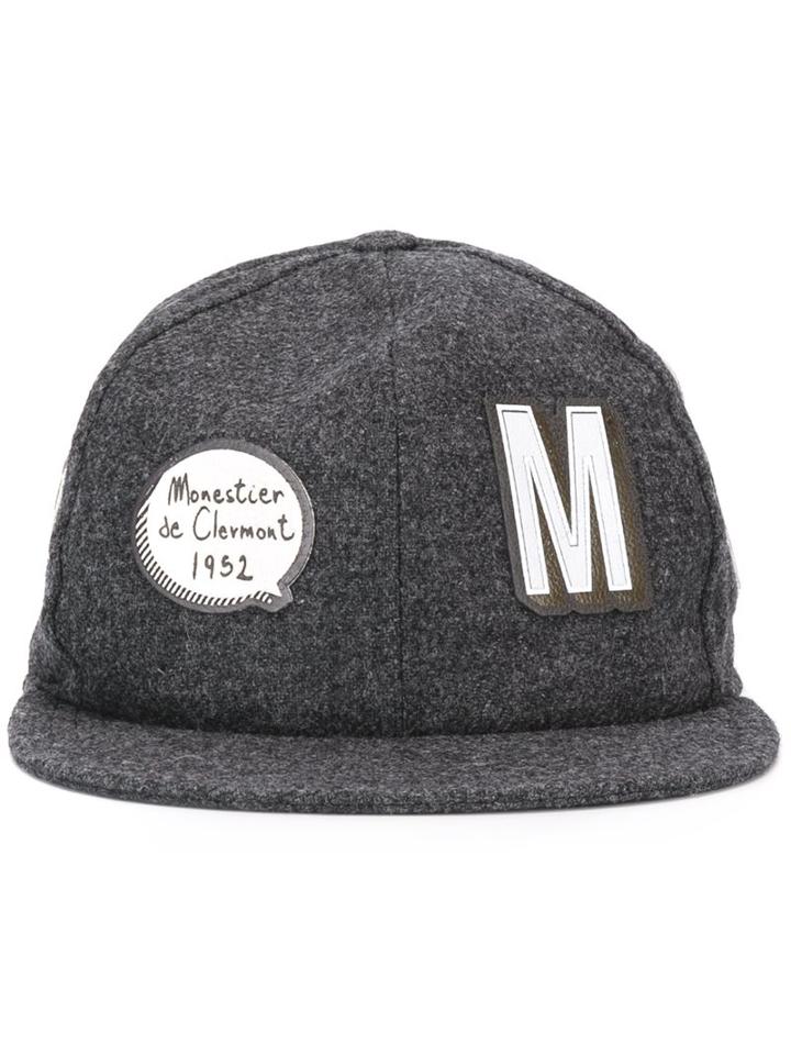 Moncler Patch Detail Cap, Men's, Size: Medium, Grey, Cotton/polyester/wool
