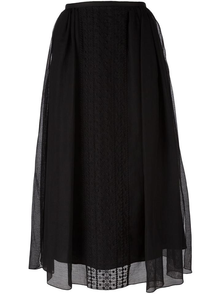 See By Chloé Embroidered Overlay Skirt, Women's, Size: 40, Black, Cotton/polyester/acetate/viscose