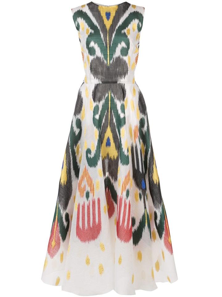 Oscar De La Renta Abstract Print Flared Dress - White
