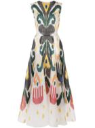 Oscar De La Renta Abstract Print Flared Dress - White
