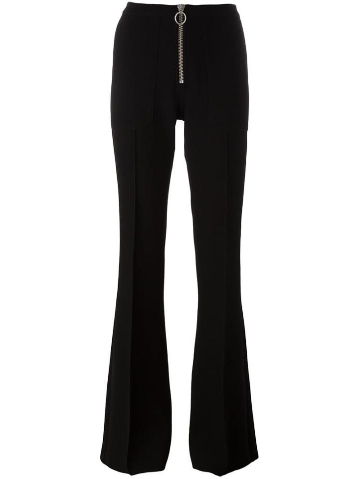 Marques'almeida Zip Up Flared Trousers, Women's, Size: 6, Black, Virgin Wool