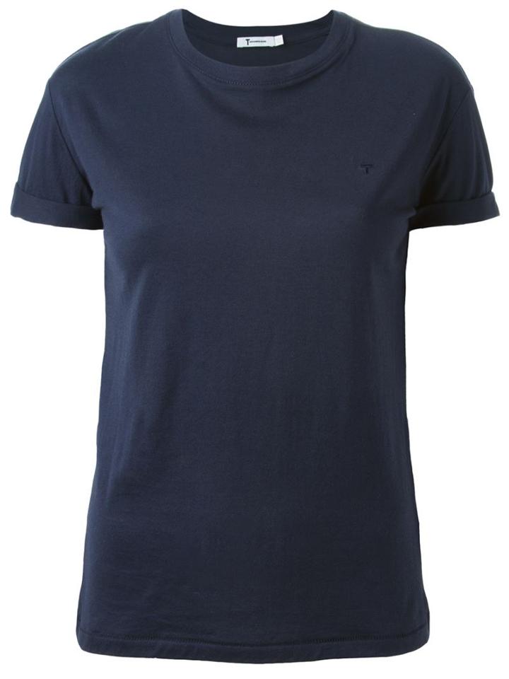 T By Alexander Wang Round Neck T-shirt, Women's, Size: Xs, Blue, Cotton