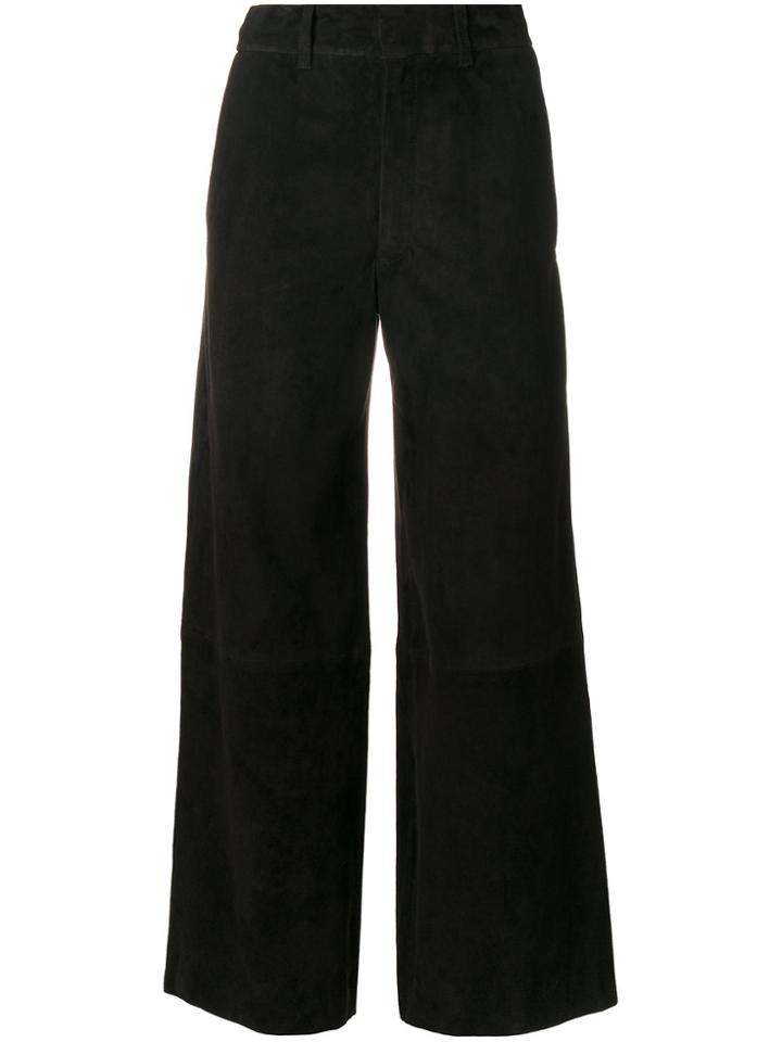 Joseph Wide Leg Cropped Pants - Black