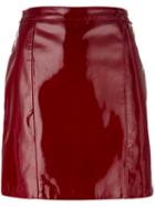 Manokhi Varnished Short Pencil Skirt, Women's, Size: 36, Red, Lamb Skin