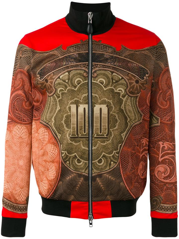 Givenchy Baroque Print Bomber Jacket, Men's, Size: Medium, Red, Polyester