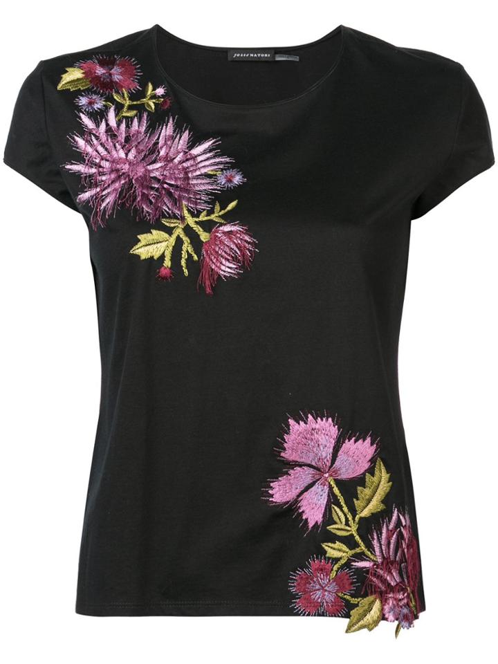 Josie Natori Embroidered T-shirt - Black