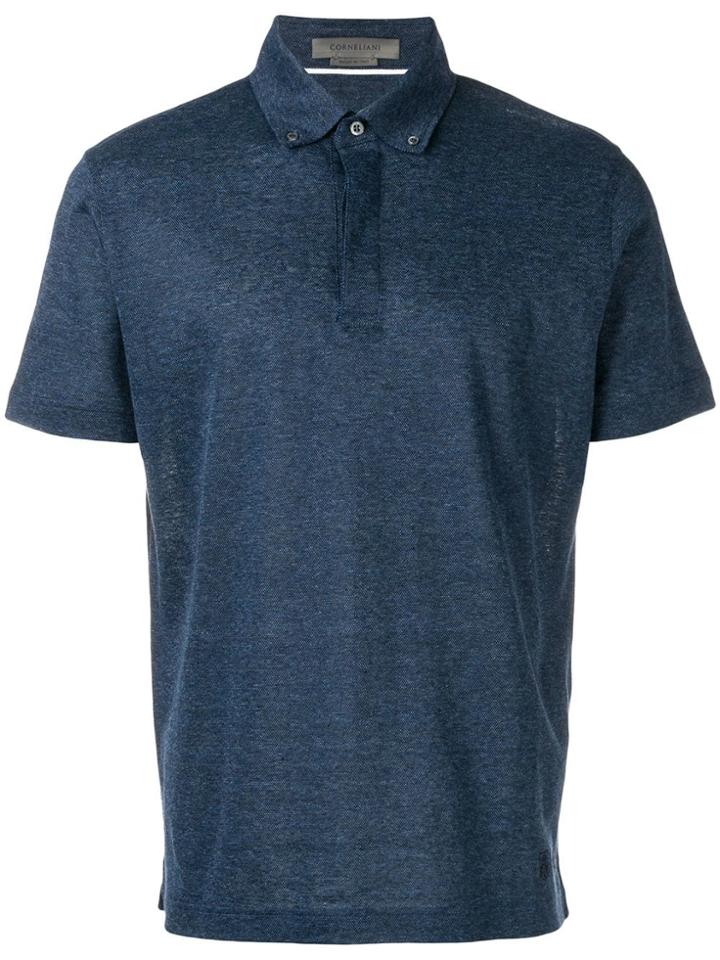 Corneliani Button Down Polo Top - Blue