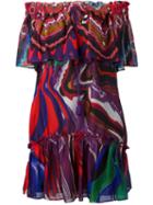 Roberto Cavalli Abstract Print Off-shoulders Dress, Women's, Size: 44, Silk