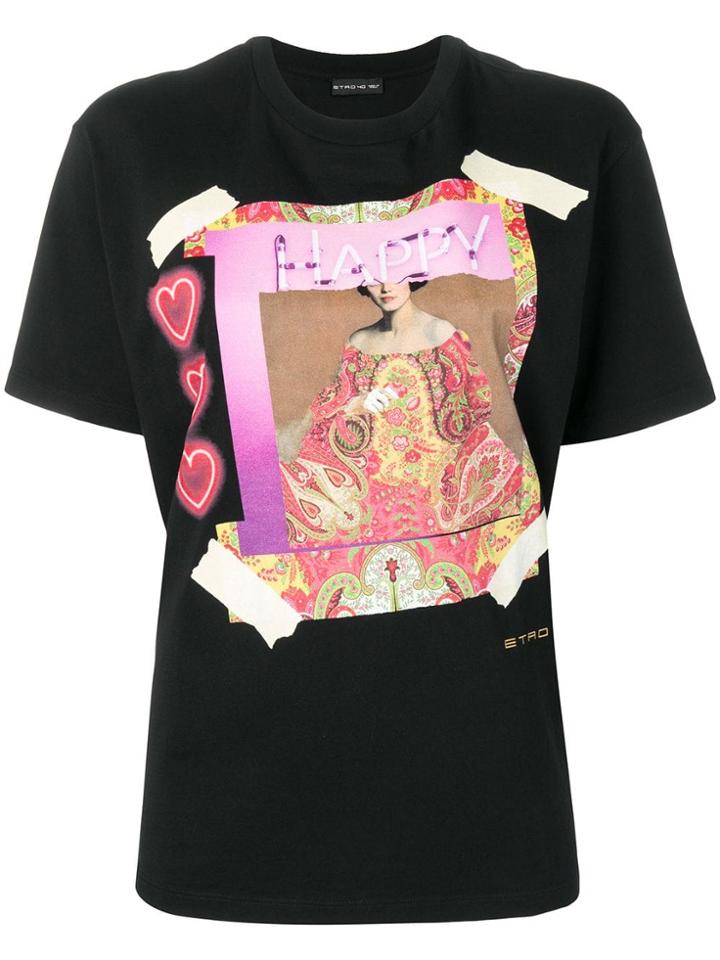 Etro Happy Graphic Print T-shirt - Black