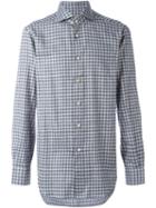 Kiton Checked Shirt, Men's, Size: 43, Grey, Cotton