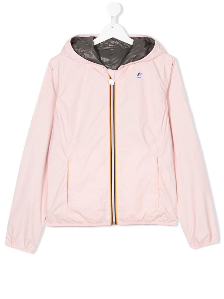 K Way Kids Teen Hooded Zipped Jacket - Pink & Purple