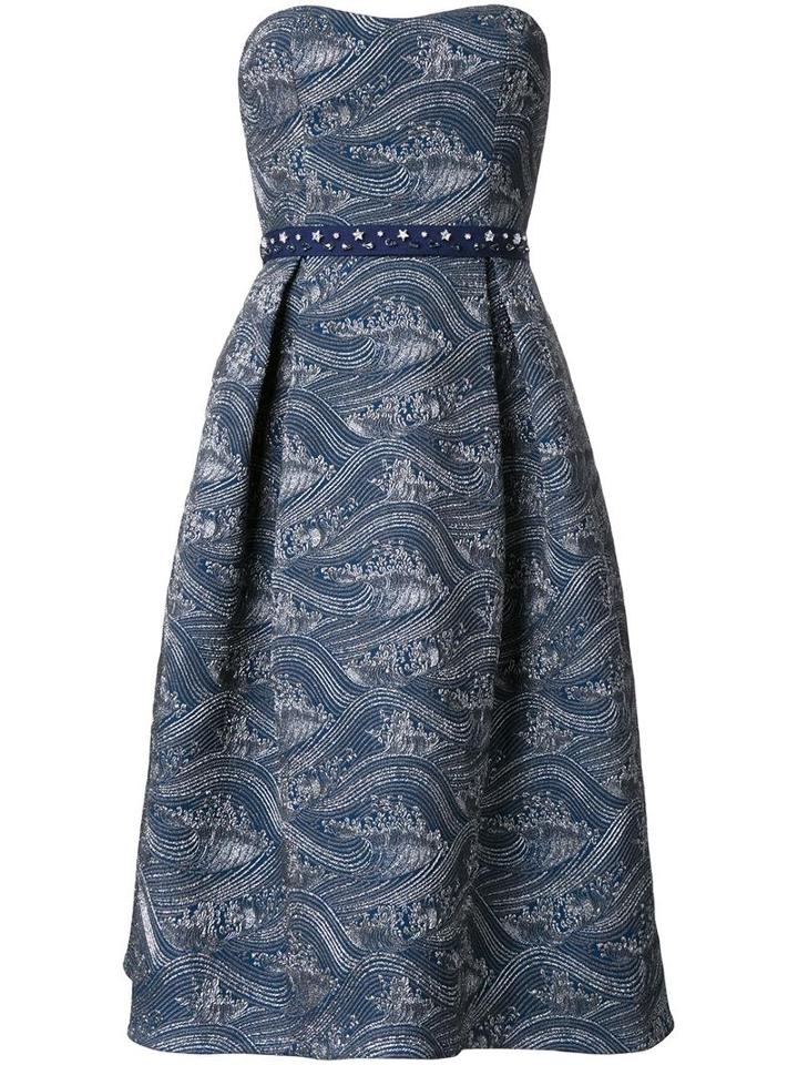 Mary Katrantzou Flared Strapless Dress, Women's, Size: 10, Blue, Polyamide/polyester/spandex/elastane