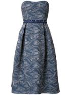 Mary Katrantzou Flared Strapless Dress, Women's, Size: 10, Blue, Polyamide/polyester/spandex/elastane