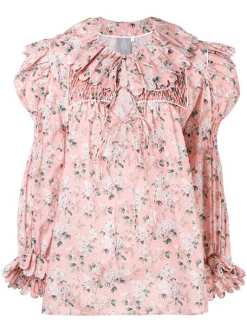 Horror Vacui Scalloped Blouse - Pink & Purple
