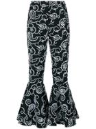 Alexis Embroidered Flared Hem Trousers - Black