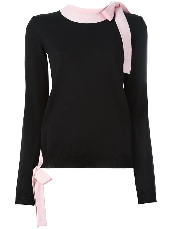 Msgm Bow Collar Jumper, Women's, Size: Small, Black, Virgin Wool