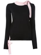 Msgm Bow Collar Jumper, Women's, Size: Small, Black, Virgin Wool