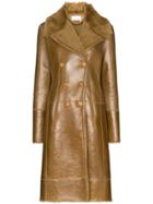 Chloé Double-breasted Shearling Coat - Brown
