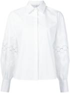 Carolina Herrera Lace Insert Shirt, Women's, Size: 8, White, Cotton