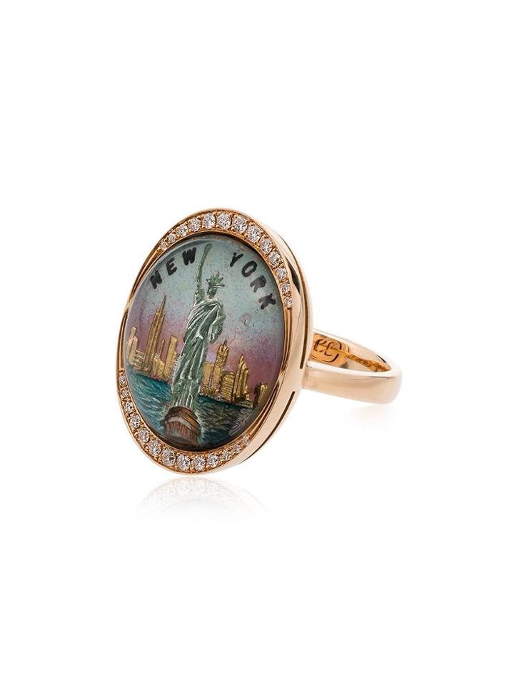 Francesca Villa Yellow Gold Liberty Diamond Embellished Ring