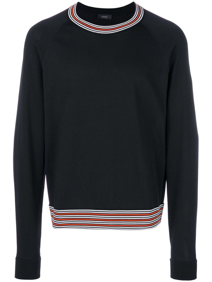 Joseph Trimmed Crew Neck Jumper - Black
