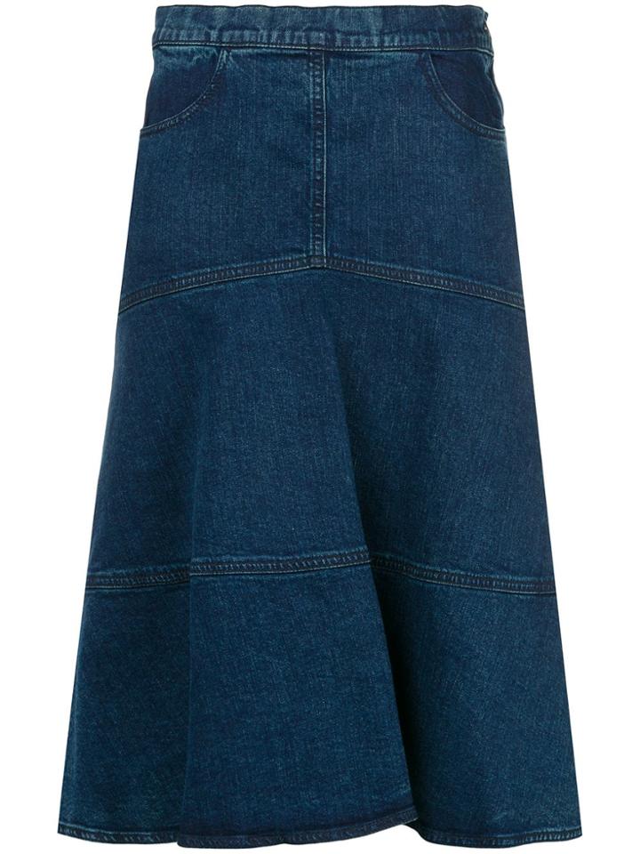 See By Chloé Flared Denim Skirt - Blue