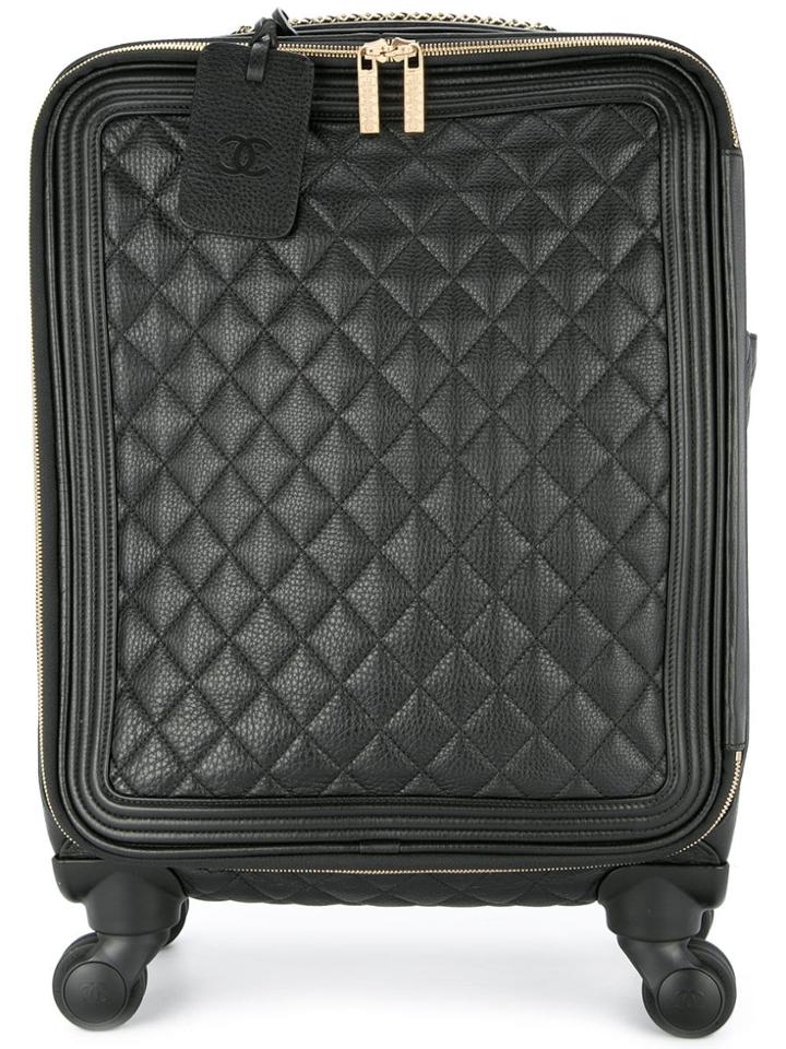 Chanel Vintage Quilted Cc Carry-on Luggage - Black