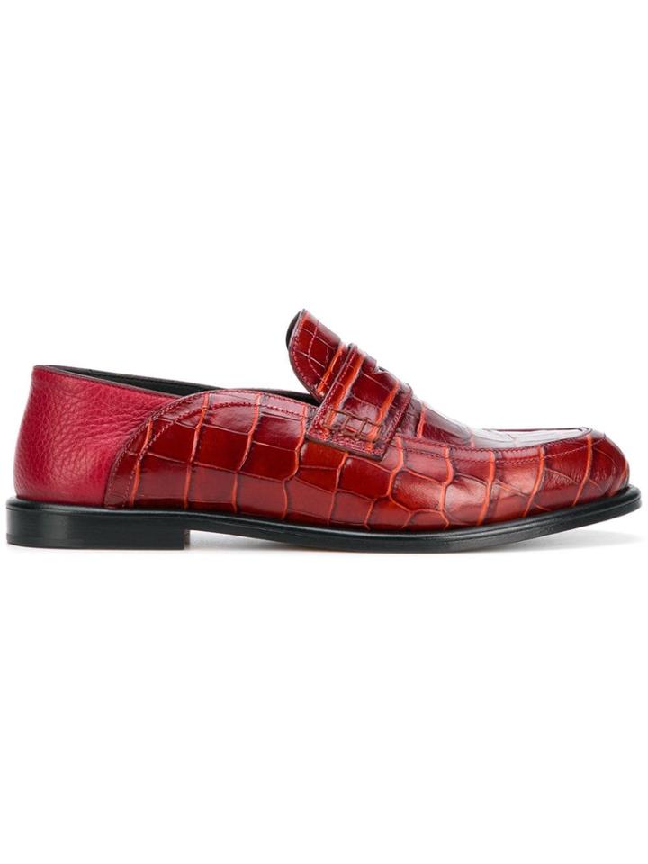 Loewe Crocodile-effect Loafers - Red