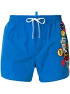 Dsquared2 Badge Printed Swim Shorts - Blue