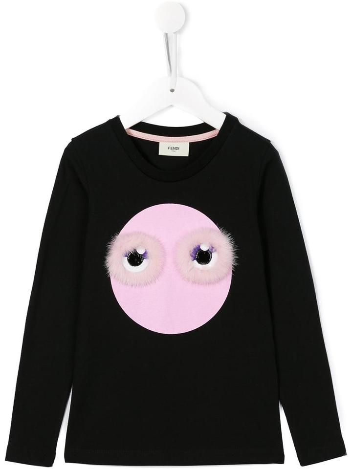 Fendi Kids Bag Bug T-shirt, Girl's, Size: 12 Yrs, Black