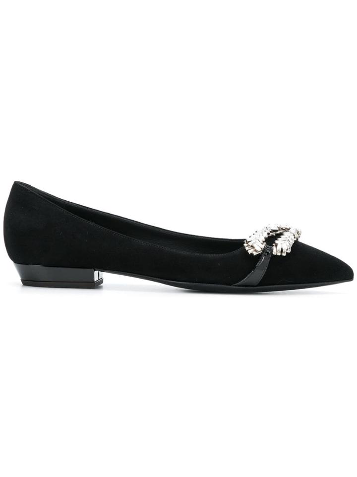 Giuseppe Zanotti Design Bejewelled Ballerinas - Black