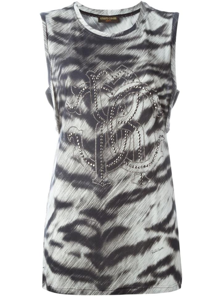 Roberto Cavalli Zebra Print Tank Top, Women's, Size: S, Black, Modal