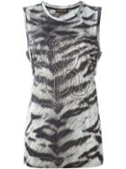 Roberto Cavalli Zebra Print Tank Top, Women's, Size: S, Black, Modal
