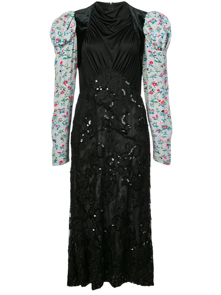 Jill Stuart Floral Print Sleeves Dress - Black