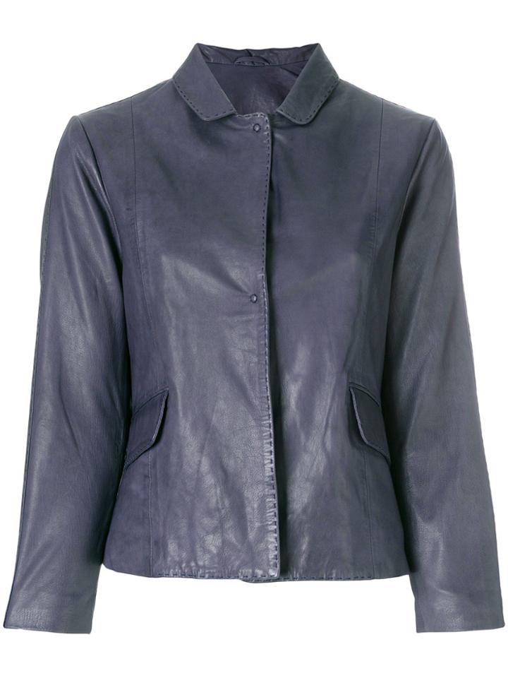 S.w.o.r.d 6.6.44 Cropped Leather Jacket - Blue