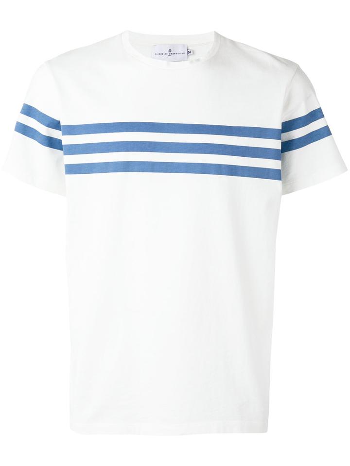 Cuisse De Grenouille Triple Stripe T-shirt, Men's, Size: Large, White, Cotton