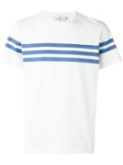 Cuisse De Grenouille Triple Stripe T-shirt, Men's, Size: Large, White, Cotton