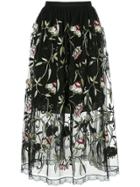 Markus Lupfer Sheer Floral Print Skirt - Black