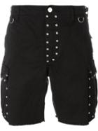 Saint Laurent Studded Cargo Shorts, Men's, Size: Medium, Black, Cotton