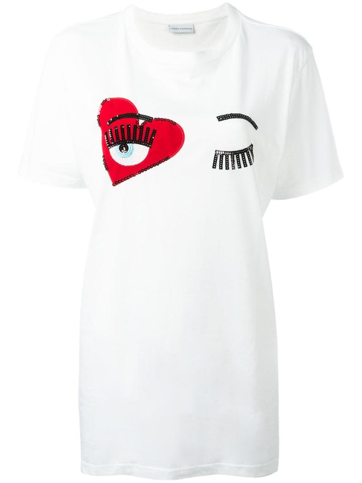 Chiara Ferragni - Oversized Wink T-shirt - Women - Cotton - L, Women's, White, Cotton