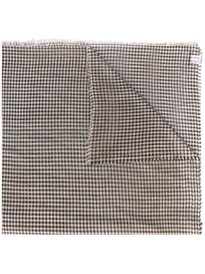 Faliero Sarti Checked Scarf, Women's, Black, Silk/cotton/modal
