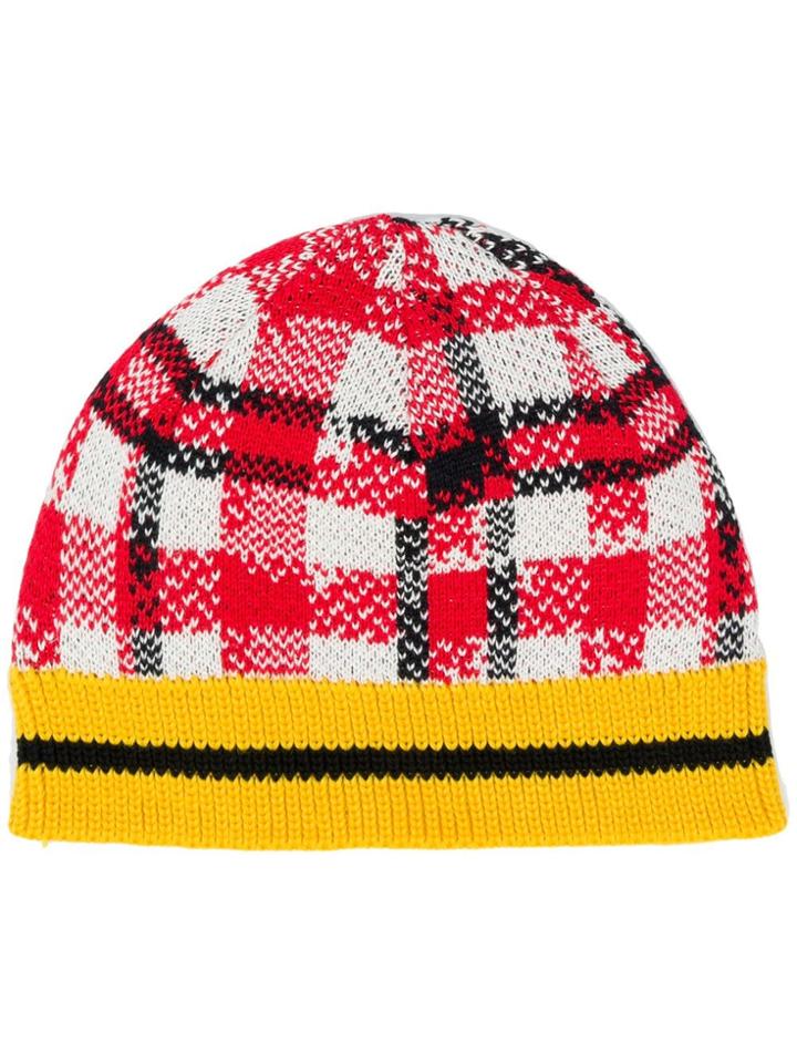 Henrik Vibskov Messy Match Check Beanie - Red