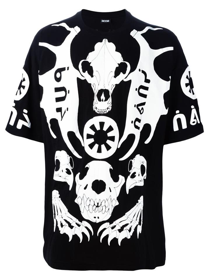 Ktz Animal Skull Print T-shirt, Men's, Size: Medium, Black, Cotton