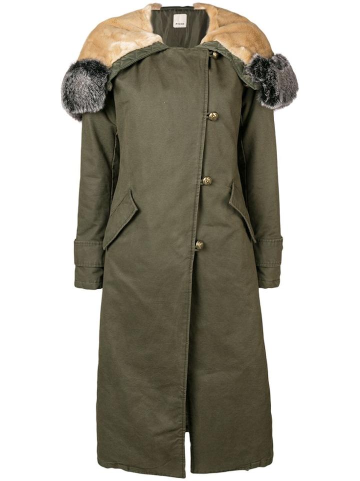 Pinko Hooded Single Breasted Coat - Green